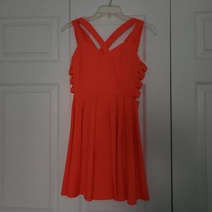 Akira Orange Strappy Skater Dress